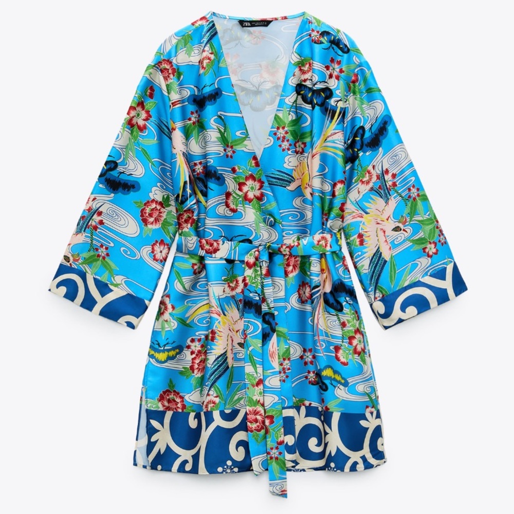 Zara belted printed kaftan